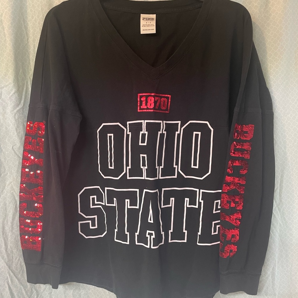 PINK Victoria's Secret Black Cotton Ohio State long sleeve shirt